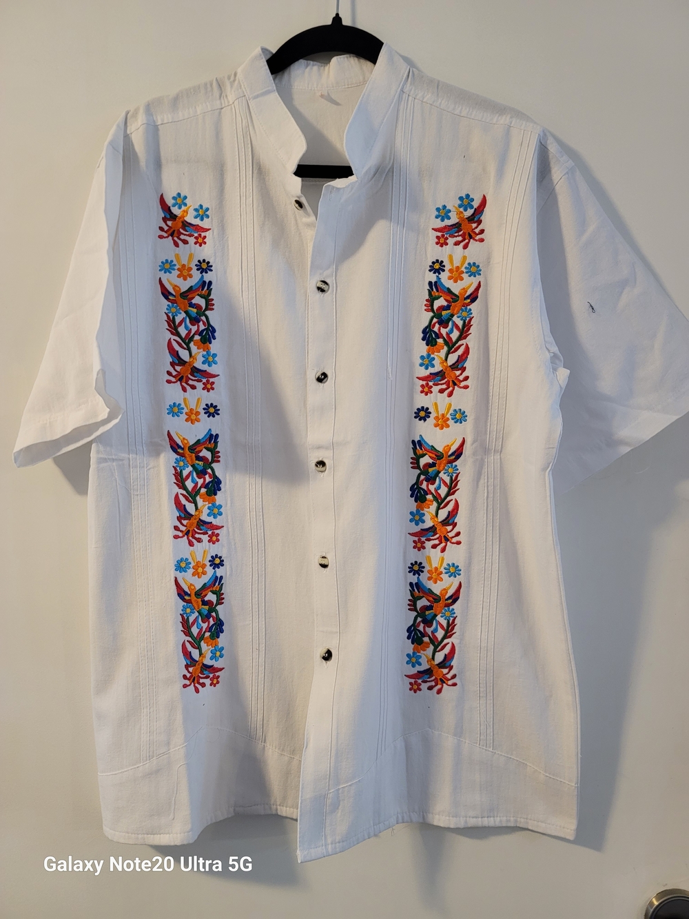 White Embroidered Men's Guayabera Shirt